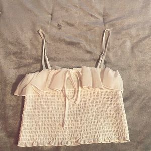 white ruffle crop top from forever 21